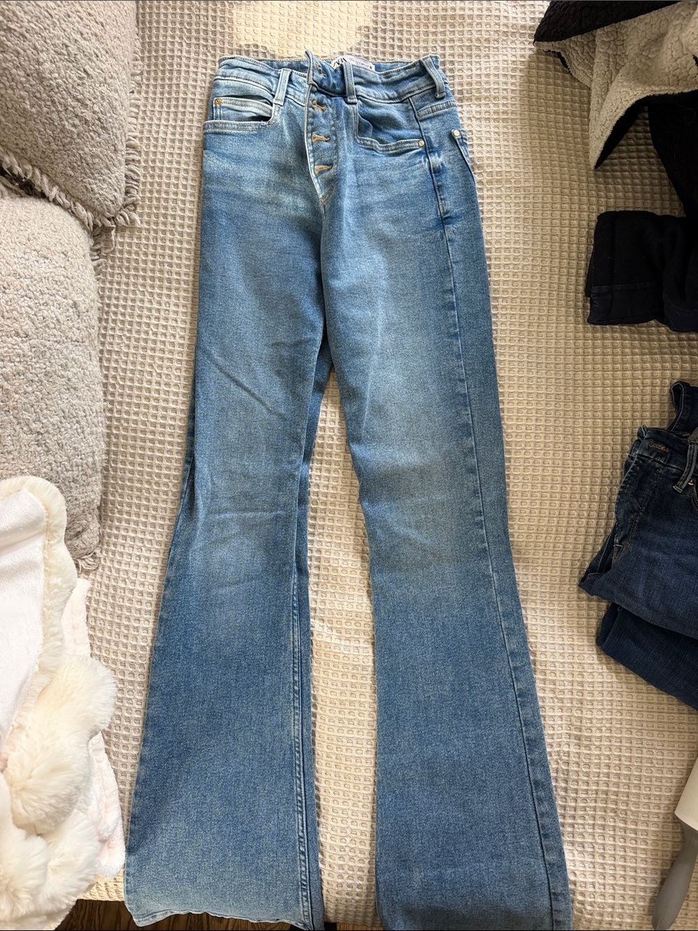 Zara Light Blue High-Rise Flare Jeans